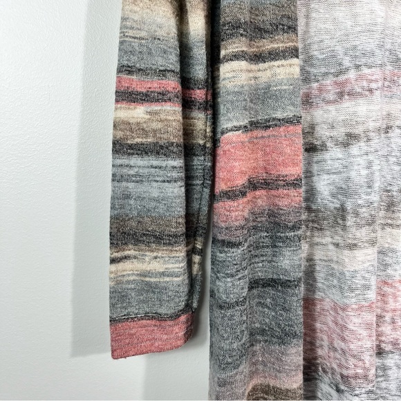 Ginger G Boutique Muted Multicolored Striped Longline Lightweight Knit Caridgan - Picture 4 of 5